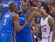 Kevin Durant (centro) fue el gran protagonista del sexto partido ante los Clippers